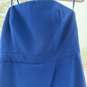 WHBM royal blue one-piece pant set, strapless or with spaghetti straps